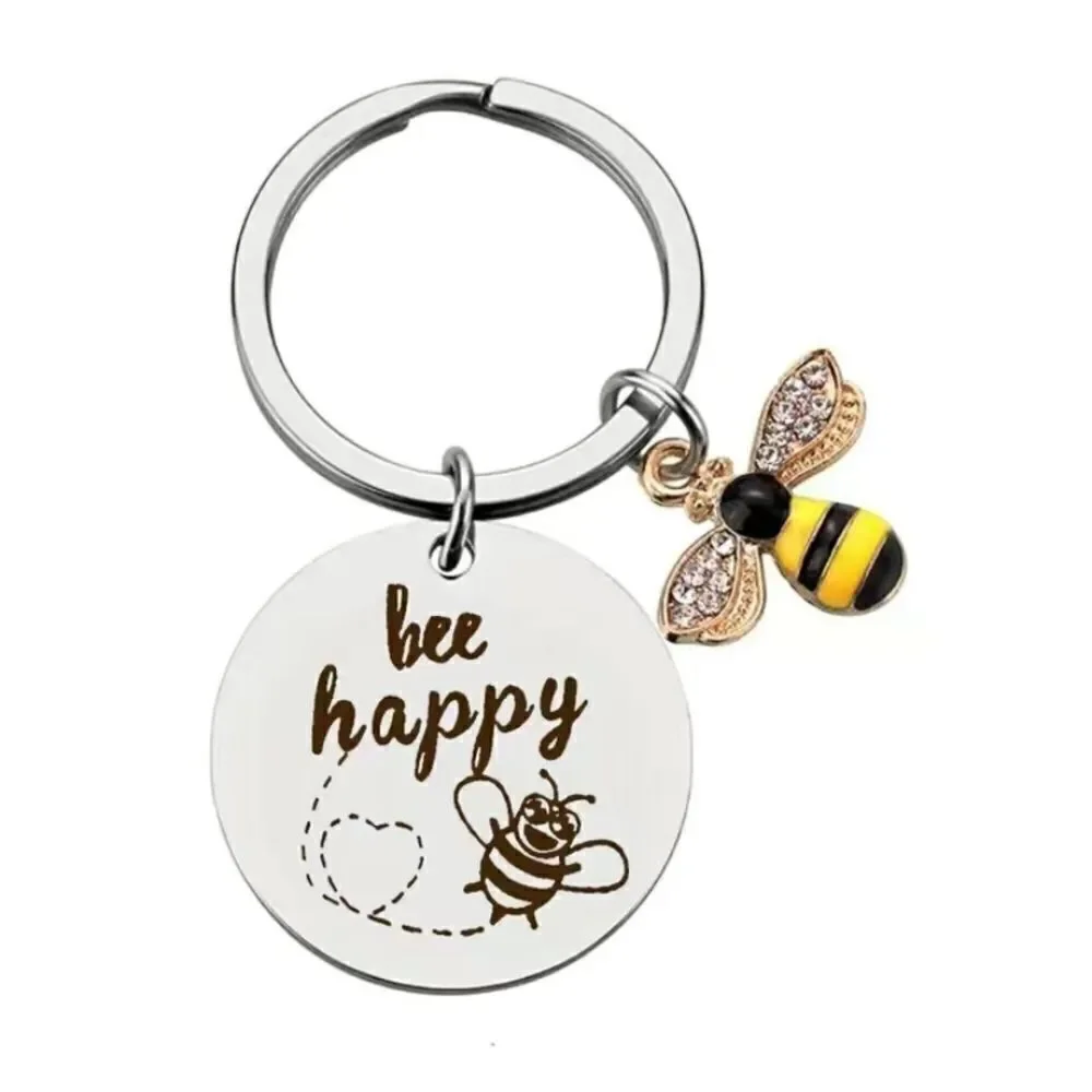 ⚡️SALE ⚡️!!! 🐝 🌻 Stainless Steel Hanging Bee Happy Keychain Bag Charm 🌻🐝
